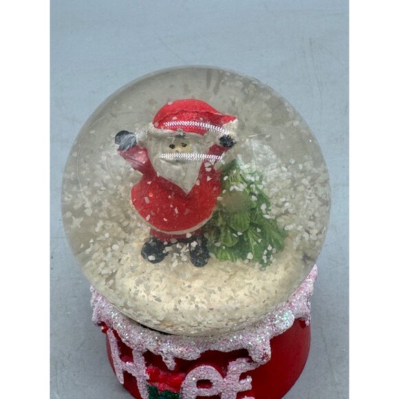 Christmas Santa Snow Globe With HOPE Base Glitter Accents & Christmas Tree READ - Picture 7 of 7